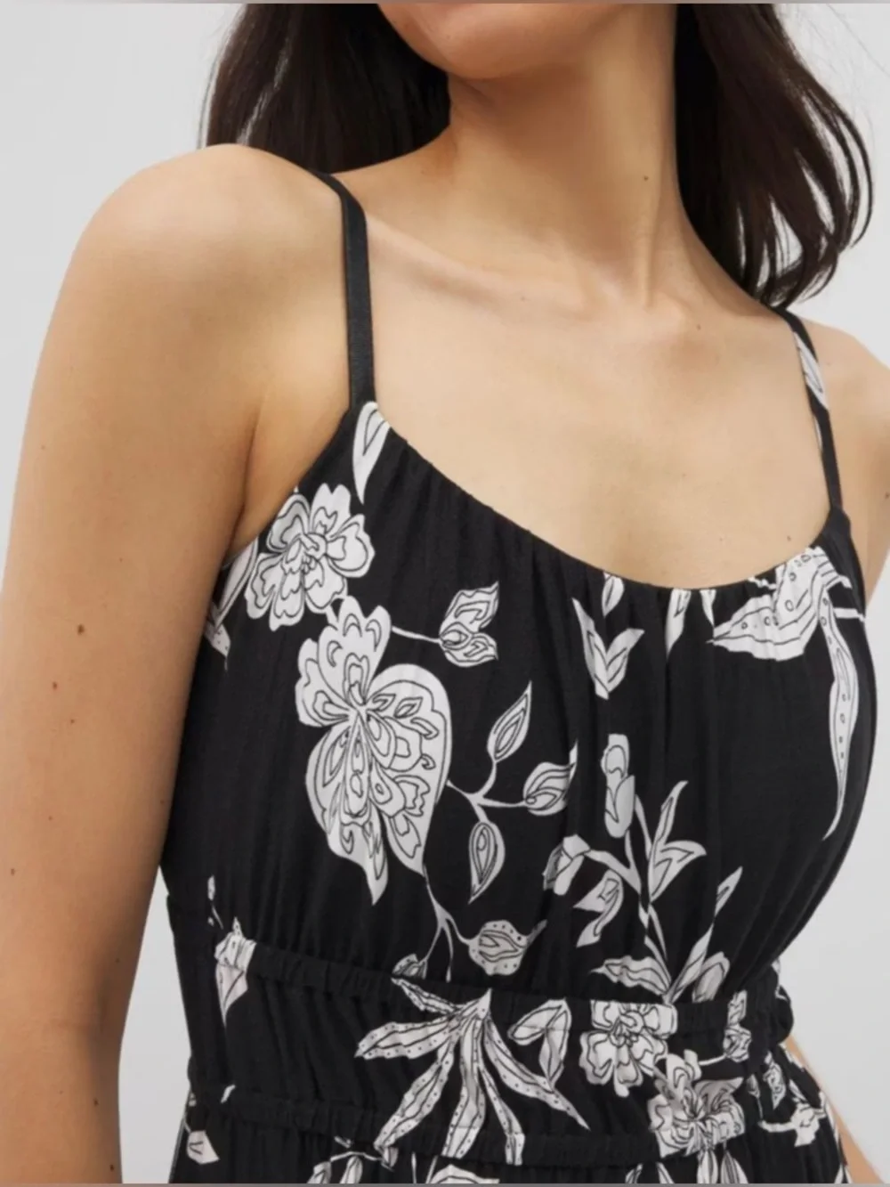 NWT Soma Soft Jersey Paradiso Midi Bra Dress In Peaceful Floral Black XX-LARGE_4